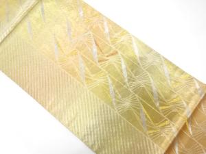 縞に幾何学模様織り出し　袋帯